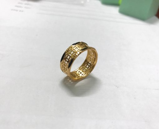 nhẫn kim tiền đuôi voi vàng tây 18k