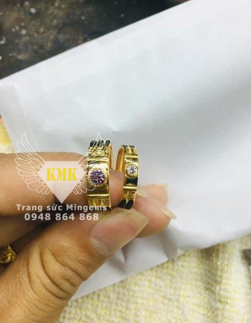 nhẫn 2 lông voi vàng 18k