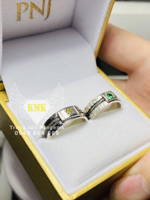 nhẫn lông đuôi voi vàng trắng 18k