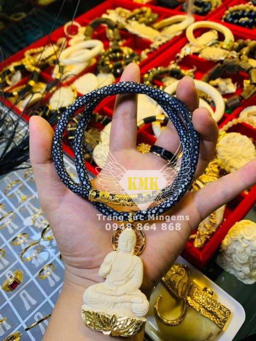 vòng cổ da cá đuối bọc vàng 18k