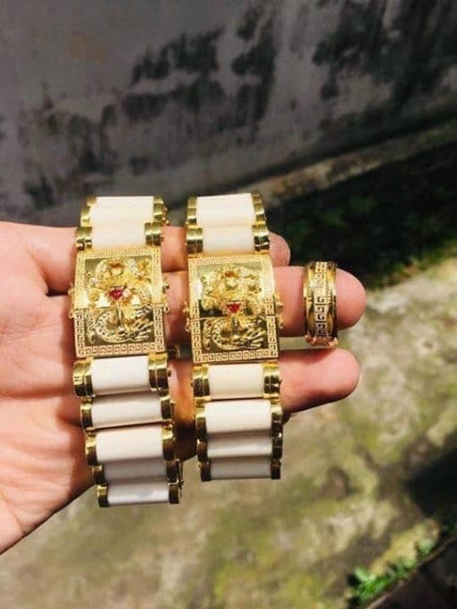 lắc ngà trúc đẹp vàng 18k