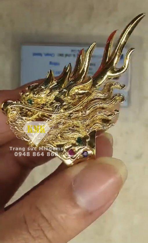 nhẫn đầu rồng vàng 18k phú lê