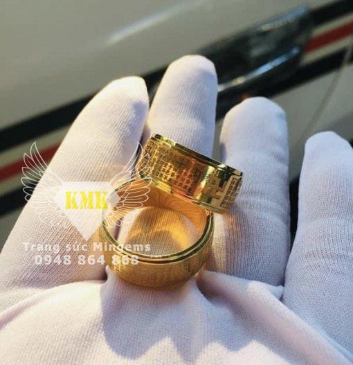 nhẫn bát nhã tâm kinh vàng 18k