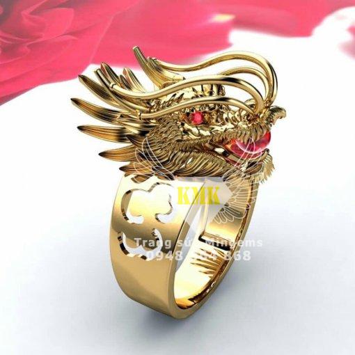 nhẫn nam đầu rồng vàng 24k