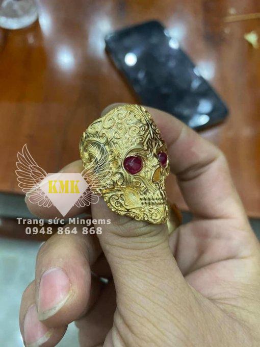 nhẫn nam đầu lâu vàng 18k