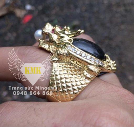 nhẫn quy long vàng 18k đính sapphire