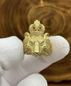 nhẫn đầu sư tử vàng 18k