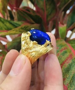 nhẫn nam tứ linh vàng 18k ôm sapphire