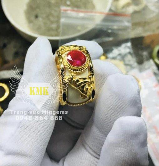 nhẫn nam hình con chó vàng 18k