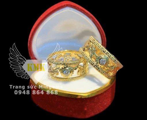 nhẫn cặp rồng phượng vàng 18k