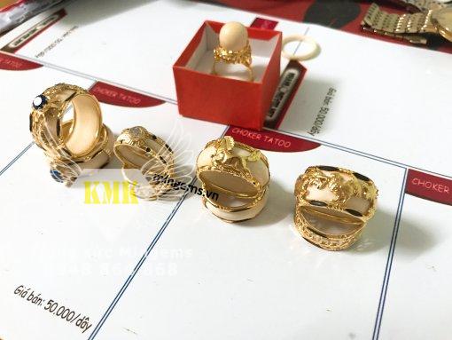 nhẫn lông voi nam nữ vàng 18k