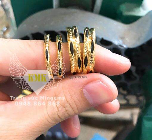 nhẫn cặp lông đuôi voi đơn đôi vàng 18k