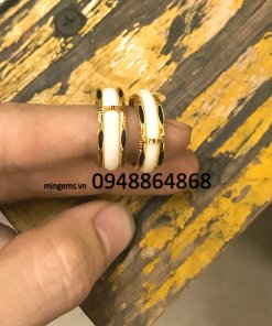 nhẫn cặp lông đuôi voi vàng 18k ốp bạch ngọc trắng