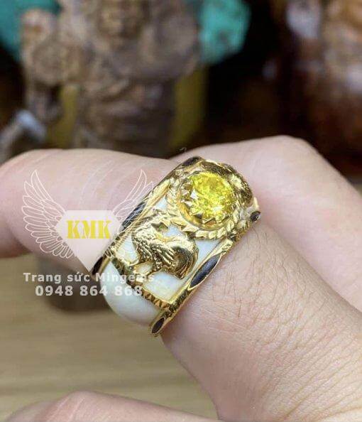 nhẫn nam hình con gà vàng 18k