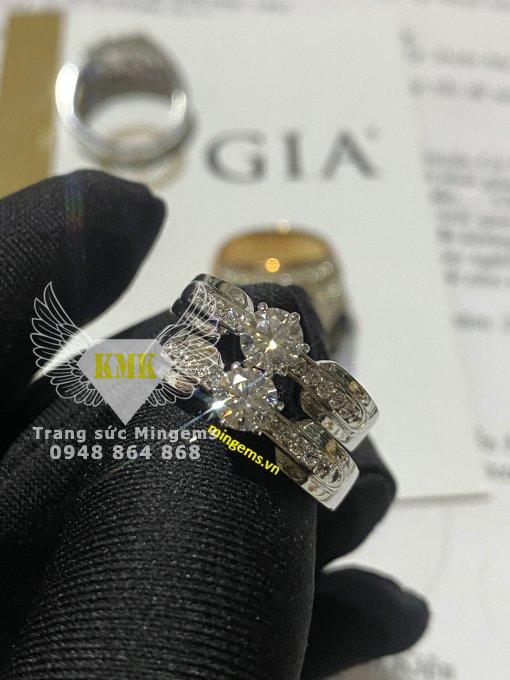 nhẫn nữ kim cương 5ly4 moissanite vàng trắng