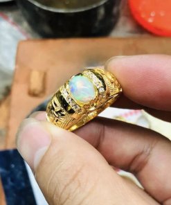 nhẫn vàng nam đá opal
