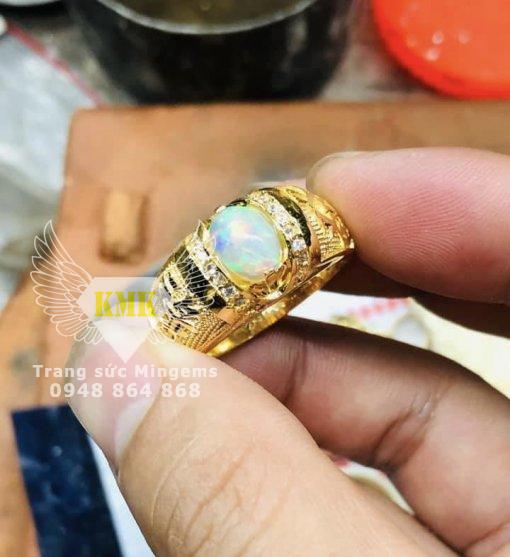 nhẫn vàng nam đá opal