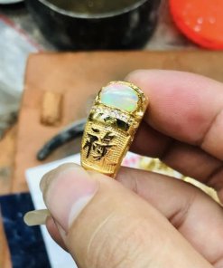 nhẫn vàng nam đính đá opal