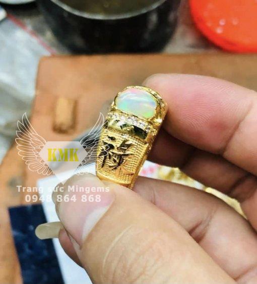 nhẫn vàng nam đính đá opal