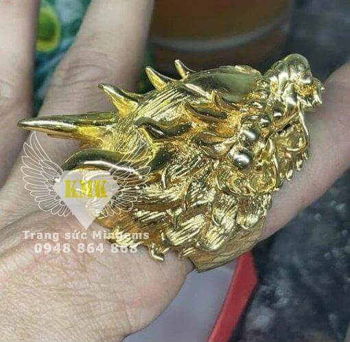 nhẫn đầu rồng nam vàng tây 18k