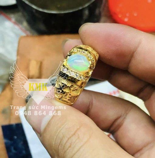 nhẫn vàng nam đính đá opal