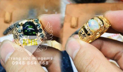 nhẫn vàng nam đính đá opal