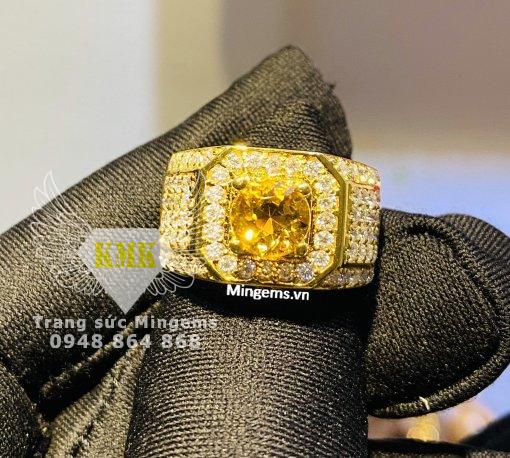 nhẫn vàng 18k đá sapphire vàng cho nam