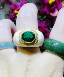 nhẫn emerald ngọc lục bảo nam vàng 18k