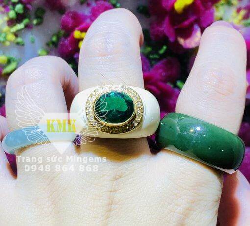 nhẫn emerald ngọc lục bảo nam vàng 18k