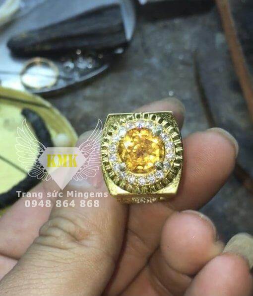 nhẫn rolex vàng 18k đính đá citrine