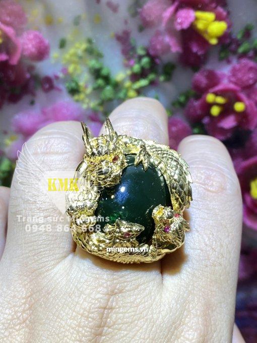 nhẫn tứ linh nam vàng 18k