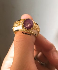 nhẫn nam vàng 18k hình rồng đính ruby sao phi