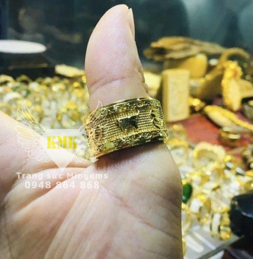 nhẫn nam om mani padme hum vàng 18k xoay