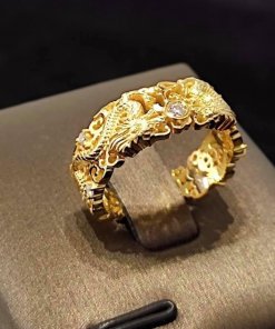 nhẫn rồng phụng đúc vàng 18k