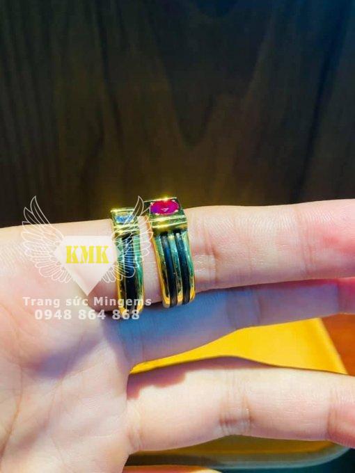 nhẫn lông voi cặp nam nữ vàng 18k