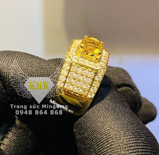 nhẫn nam đá sapphire vàng 18k