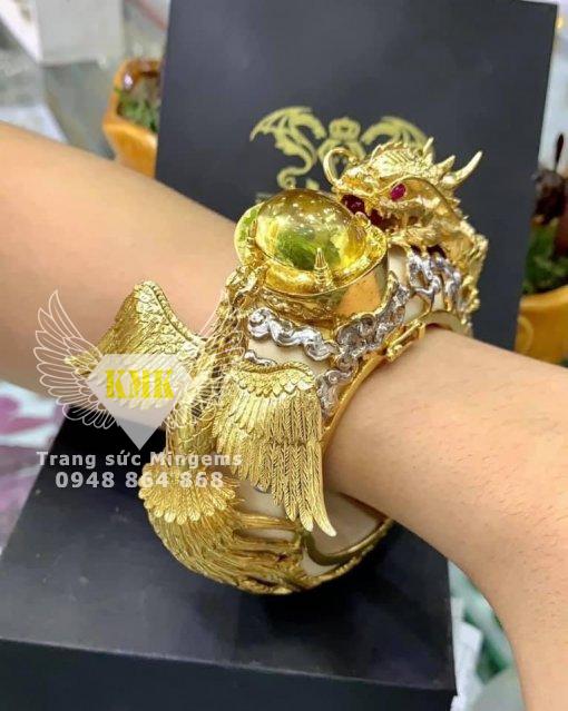 vòng tay vàng rồng phượng 18k