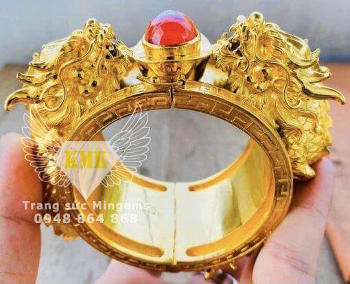 vòng tay đầu rồng vàng 18k