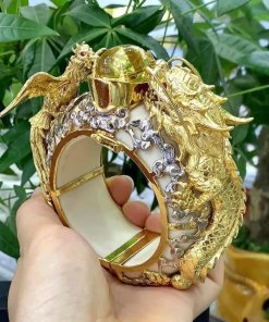 vòng rồng phượng vàng 18k chầu citrine