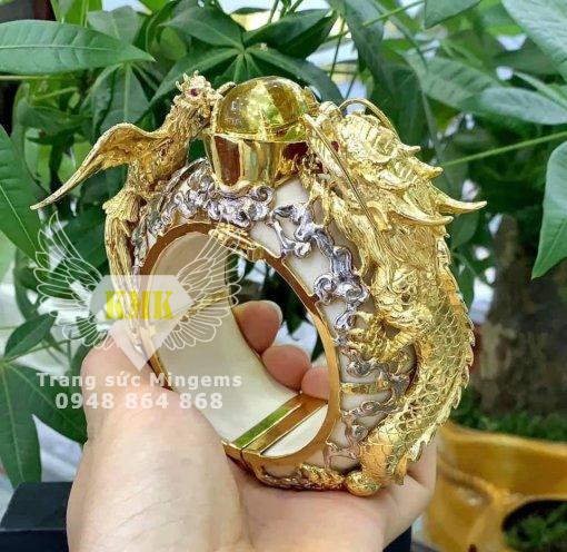 vòng rồng phượng vàng 18k chầu citrine