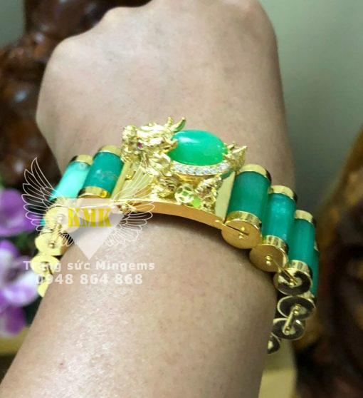 lắc tay vàng 18k đính ngọc đế quang