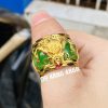 nhẫn ngọc cẩm thạch bọc đầu rồng vàng 18k