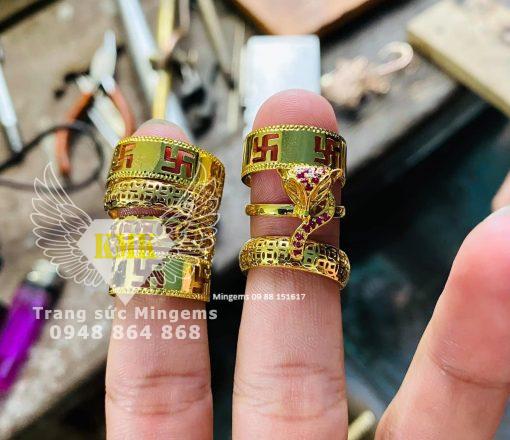 nhẫn phong thủy chữ vạn vàng 18k