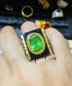 nhẫn nam vàng 18k đính đá xanh lục