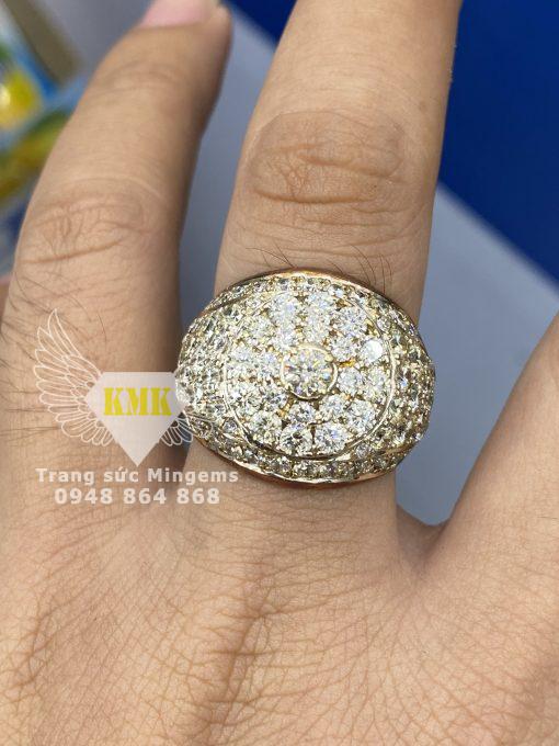 nhẫn vàng 14k đính full kim cương thiên nhiên