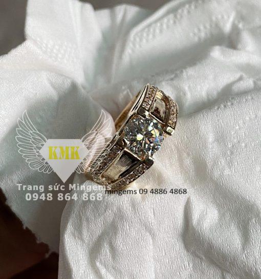 nhẫn kim cương 6ly3 vàng hồng 18k