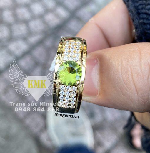 nhẫn đá peridot vàng 18k cho nam