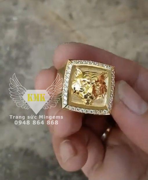 nhẫn vàng nam mặt hổ 18k