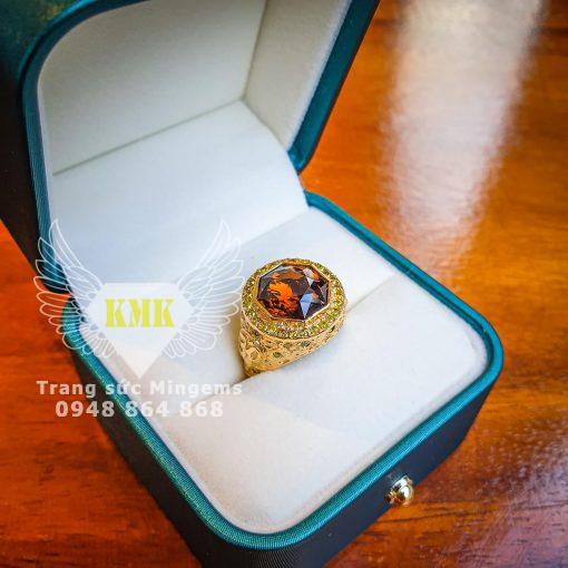 nhẫn nam đá citrine vàng 18k