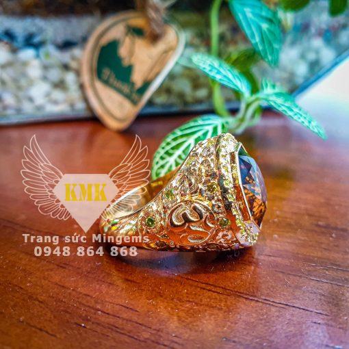 nhẫn nam đính đá citrine vàng 18k